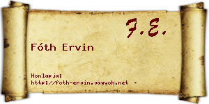 Fóth Ervin névjegykártya